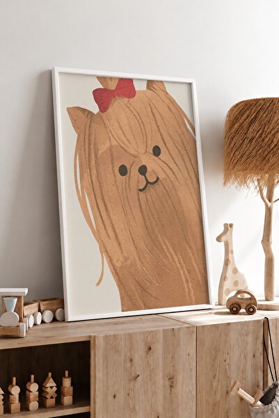 KEYFHOME Πόρτρετο σκύλου Yorkshire Terrier με πλαίσιο MDF ζωγραφική αφίσα δια...