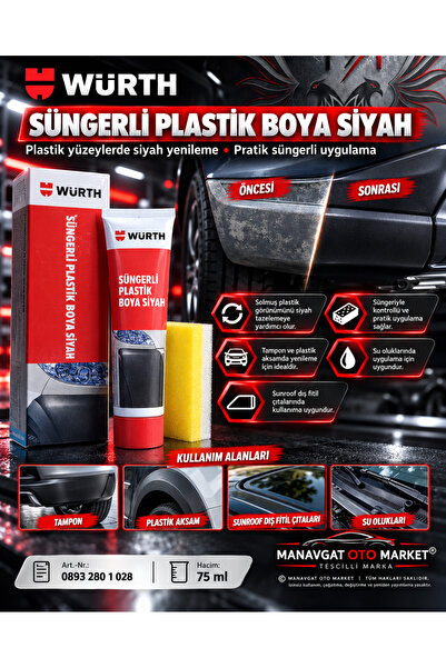 Süngerli Plastik Boya Siyah 75 ml | Plastik Yenileyici