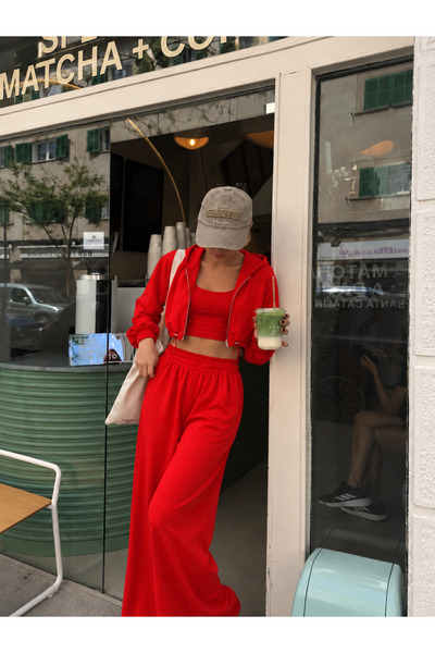 ASEDE İTHAL ÖZEL PAMUK MODAL KUMAŞ KAPÜŞONLU HIRKA CROP BLUZ PANTOLON 3’LÜ İNCE TAKIM PREMİUM YUMUŞAK DOKU