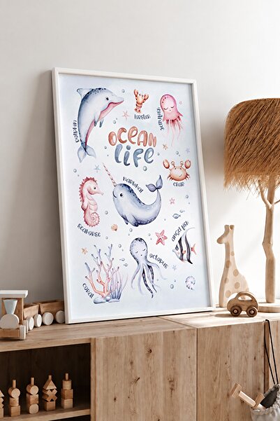 KEYFHOME Ocean Creatures Πλαίσιο MDF Πίνακας Αφίσα Διακόσμηση Τοίχου Παιδικού...