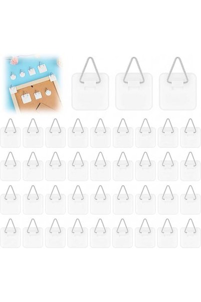 GENERAL Picture Hanger Hooks, 36 PCS Small Square Foamboard Picture Hanging H...