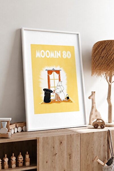 KEYFHOME Moomin and Moominanne Hugging Framed Mdf Art Poster Children's Room ...