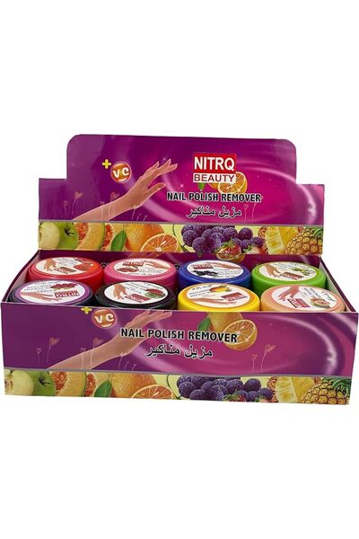 NITRQ BEAUTY مزيل طلاء الأظافر بروائح فواكه متعددة، مجموعة من 24 قطعة