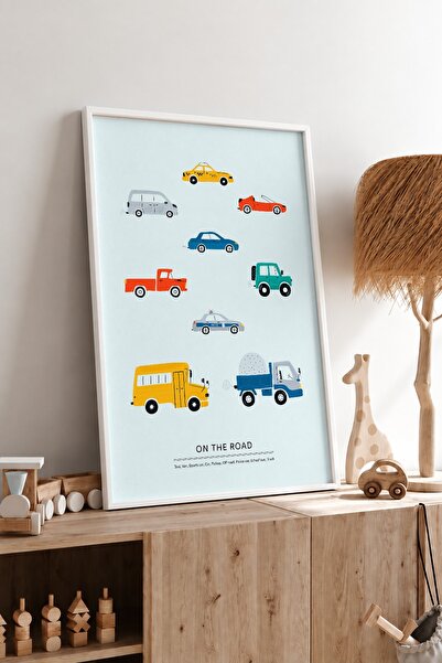 KEYFHOME Vehicule pe drum cu rama MDF Tablou Poster Camera copiilor Decor de ...