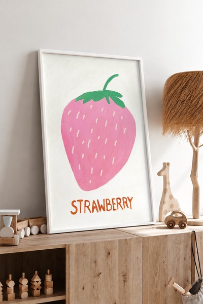 KEYFHOME Poster cu tablou MDF cu ramă de căpșuni, decor de perete pentru bucă...