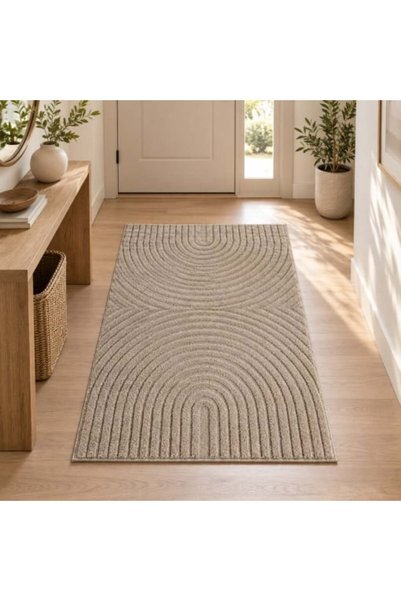 VivaDeco Covor Art V2 Runner, 80 x 150 cm, Bej, 100% Polipropilenă, Fir cu în...
