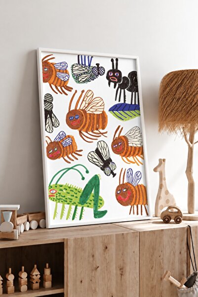 KEYFHOME Vızz Vızz Bees Tablou MDF cu rama Poster Decor de perete pentru came...