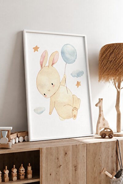KEYFHOME Flying Rabbit Time for Bed Πλαίσιο MDF Πίνακας Αφίσα Διακόσμηση Τοίχ...