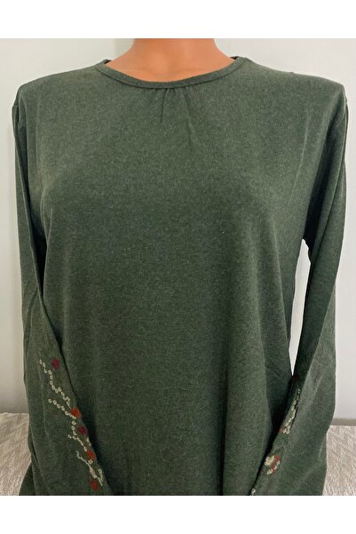 Anne Er Clothing Winter Cotton Combed Cotton Blouse with Long Sleeves, Crew N...