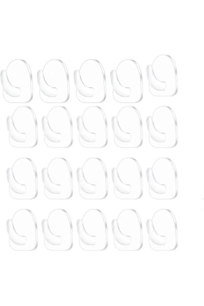 GENERAL 20 Pieces Clear Self Adhesive Wall Hooks Hanging Small Plastic Adhesi...