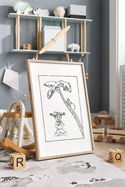 KEYFHOME Πόστερ ζωγραφικής MDF με πλαίσιο Pippi στις Νότιες Θάλασσες Διακόσμη...