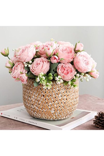 Yelajoy Premium Silk Peony Bouquet Set of 2 - Luxurious Artificial Flowers wi...