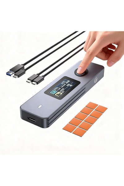 VCOM علبة قرص صلب SSD مع تشفير بصمة الإصبع وشاشة LCD، علبة قرص صلب USB 3.2 Ge...