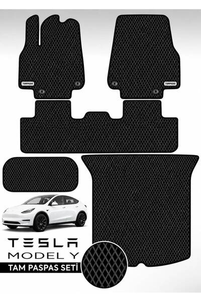 Tesla Model Y 2019-2025 Full Premium Eva Oto Paspas Seti & Ön ve Arka Bagaj - 5'li Tam Set Siyah