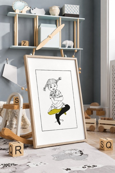 KEYFHOME Pippi Socks Πλαίσιο MDF Πίνακας Αφίσα Διακόσμηση Τοίχου Παιδικού Δωμ...
