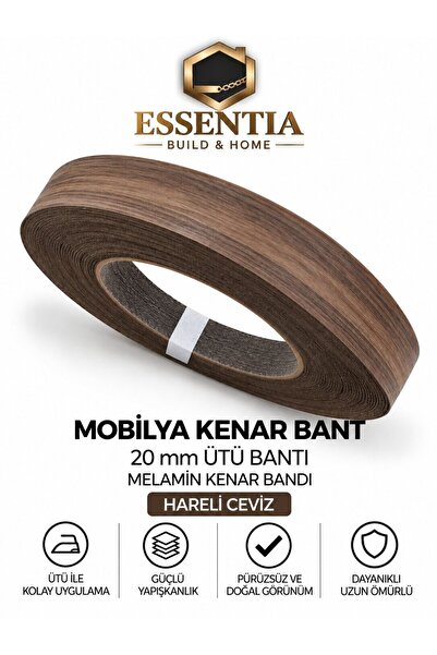ESBH Mobilya Kenar Bant 20 mm x 5 Metre Hareli Ceviz Ütü Bantı Melamin Kenar ...
