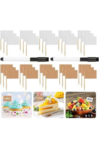 KASTWAVE 200pcs Mini Blank Toothpick Flags Food Flags Labels for Party Blank ...