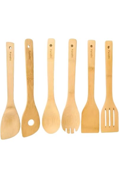 GENERAL Wooden Cooking Utensils Set 6-Piece – Bamboo Kitchen Tools for Nonsti...