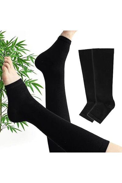 ALMEKAQUZ 3-Pair Toeless Compression Socks 20-30mmHg, Open-Toe Unisex Medical...