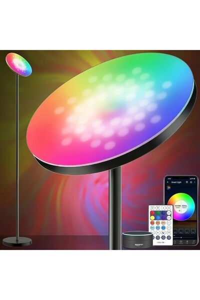 GENERAL مصباح أرضي ذكي مع تقنية أليكسا، إضاءة زاوية LED بطول 175 سم تعمل مع أ...