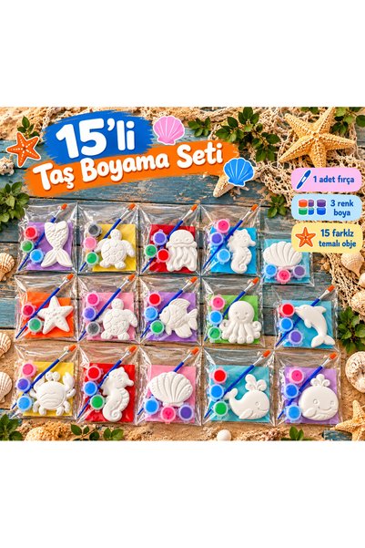 magnocandles 15 adet Deniz Temalı Taş Bıyama Seti / Aile etkinlik, Okul Etkin...