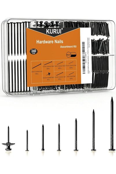 GENERAL مجموعة مسامير تعليق الصور من KURUI بـ 7 أحجام، 340 قطعة من المسامير ا...
