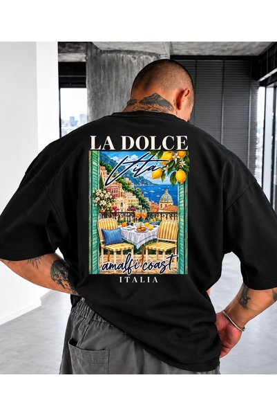 LUQES MEN'S WEAR Premium Unisex LA DOLGE ITALIA Baskılı %100 Pamuklu Bisiklet...