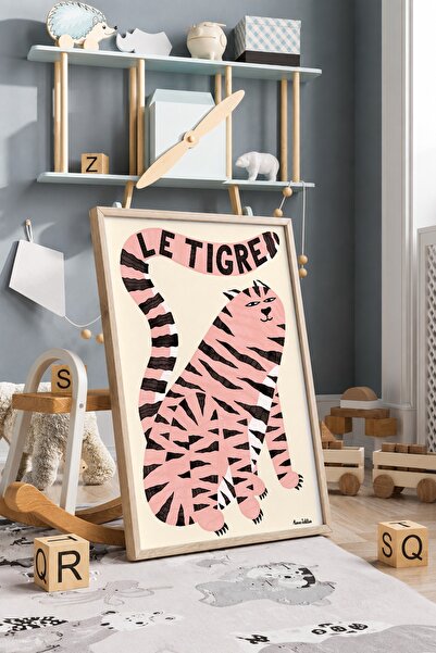 KEYFHOME Λευκή Τίγρη Le Tigre Πλαίσιο MDF Πίνακας Αφίσα Διακόσμηση Τοίχου Παι...