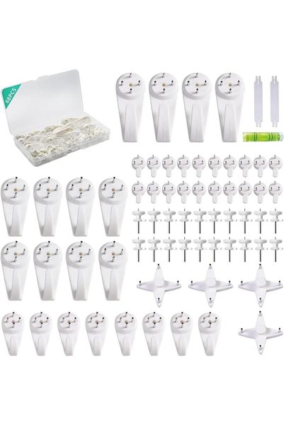 JOYZZZ Picture Hanging Kit, 68 Pcs Invisible Wall Nails For Concrete Wall, Pi...