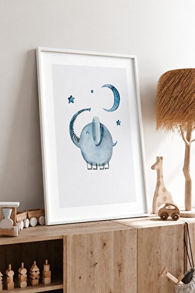 KEYFHOME Tablou MDF cu rama mică de elefant, poster, decor de perete pentru c...