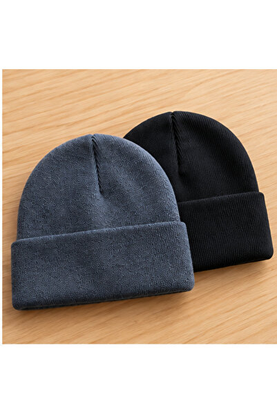 Rupen Kraft 2 Pcs Men Women Fisherman Beanie Winter Beanie Plain Folded Beanie