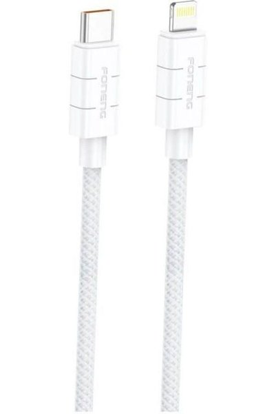 FONENG USB 2.0 Πλεγμένο Καλώδιο Σύνδεσης USB-C σε Lightning PD 27W 1.2μ Λευκό...