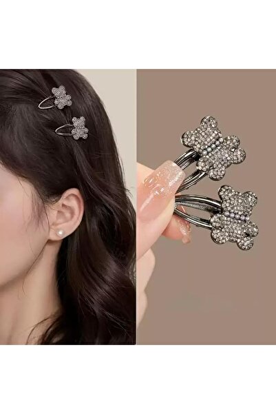 GENERAL 6 Pcs Rhinestone Hair Clips 1.2" Mini Bear Hair Clip Rhinestone Silve...