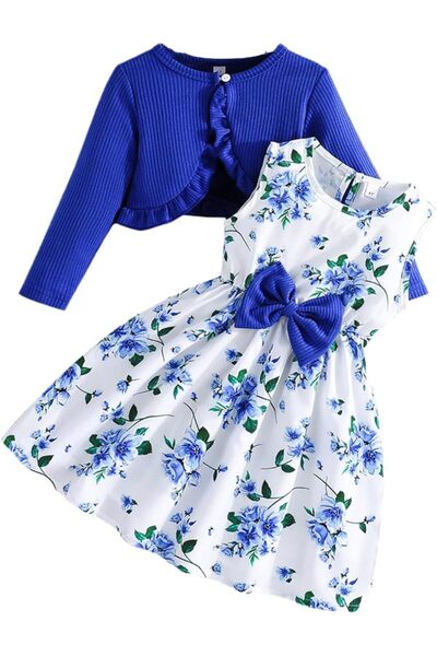 Yanmucy Little Girls Dresses with Cardigan Sets 2PCS Baby Girls Floral Dresse...