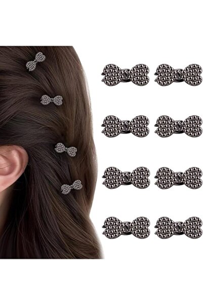 GENERAL Mini Rhinestone Bow Hair Clips,8Pcs Cute Tiny Glitter Metal Bow Duck ...