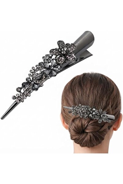 GENERAL Hair Clip and Retro Rhinestone Elegant Duckbill Large with Alloy Mate...