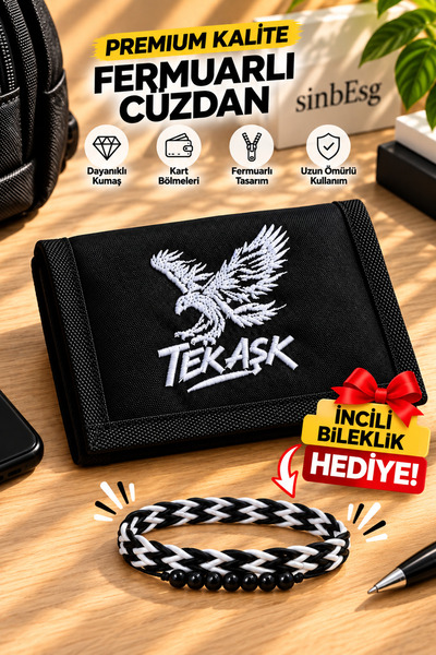 sinbEsg Bileklik Hediyeli Kartal Görselli Cırtlı Çift Bölmeli Ekstra Bozuk Pa...