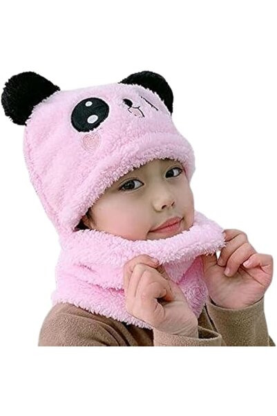 Generic Baby Girl Boy Winter Hat with Scarf Cute Panda Bear Head Neck Warmer ...