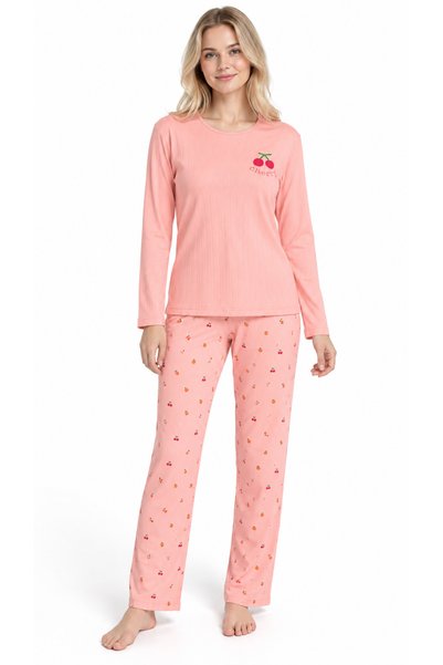 FAMES PİJAMA Kışlık Penye Interlok Şardonlu Örme Kumaş Pijama Takımı Üst Cher...