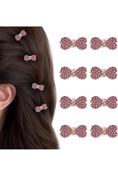 GENERAL Mini Rhinestone Bow Hair Clips,8Pcs Cute Tiny Glitter Metal Bow Duck ...