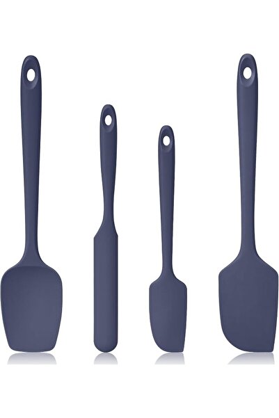 GENERAL 315℃ Heat Resistant Silicone Spatula Spoonula Set of 4, Navy Blue