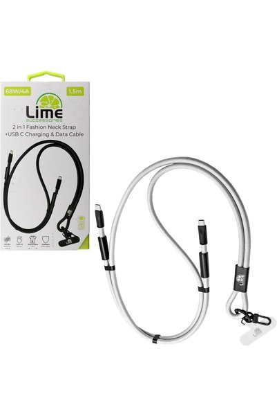 Lime SUCCESSORIES 2 ΣΕ 1 ΜΟΝΤΕΡΝΟ ΛΟΥΡΑΚΙ ΛΑΙΜΟΥ - USB-C ΣΕ USB-C ΦΟΡΤΙΣΗ & Δ...