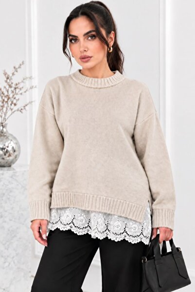 msm fashion Pulover tricotat pentru femei, supradimensionat, cu umeri goi, cu...