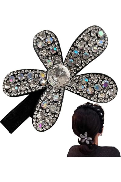 Generic Rhinestone Flower Hair Clip Sparkling Metal Duckbill Hairpin Styling