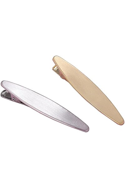 GENERAL 2 Pcs Simple Duckbill Hair Clips Barrettes Gold Silver Metal Alligato...