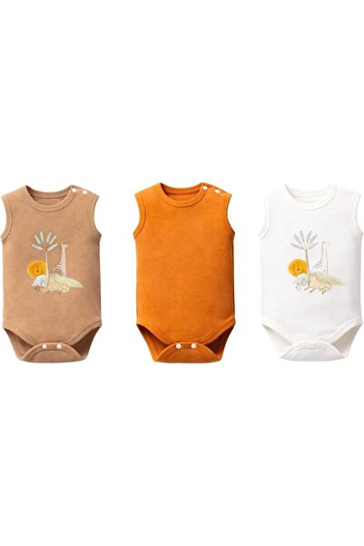 GENERAL Luno Lion Bodysuit Set,3-Pack,Tank,100% Cotton,6-9M