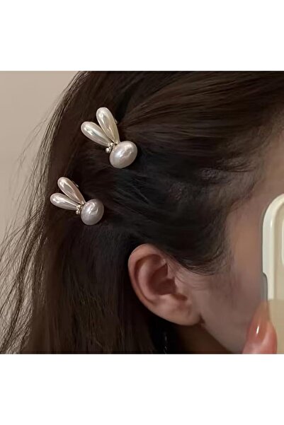 GENERAL 1pcs Cute Pearl Rabbit Hair Clips, Minimalist Korean Style Duckbill B...