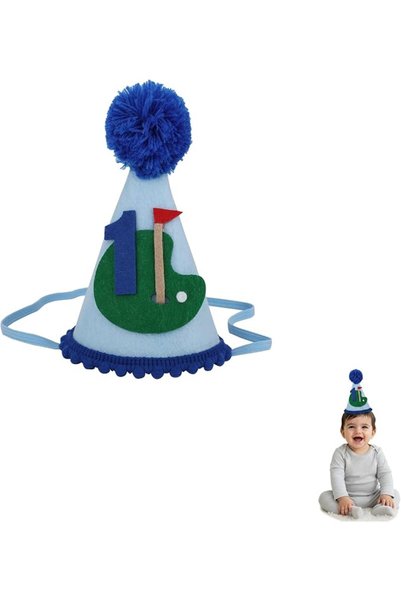 TERRIFI 1st Birthday Hat for Boys-Golfball, Hole in One First Birthday Hat Pa...