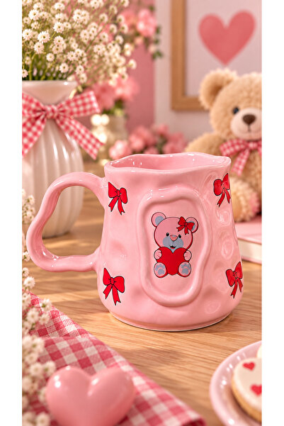 İZart VİNTAGE TASARIM Sevimli Pembe Ayıcık Desenli 3D ÇERÇEVE DETAYLI Özel Yü...