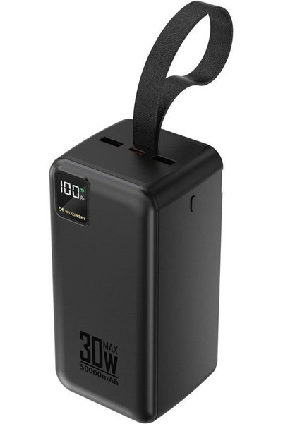 WOZINSKY Powerbank W8-B 50000mAh 30W 2xUSB-A και 2xUSB-C και USB Micro με Φακ...